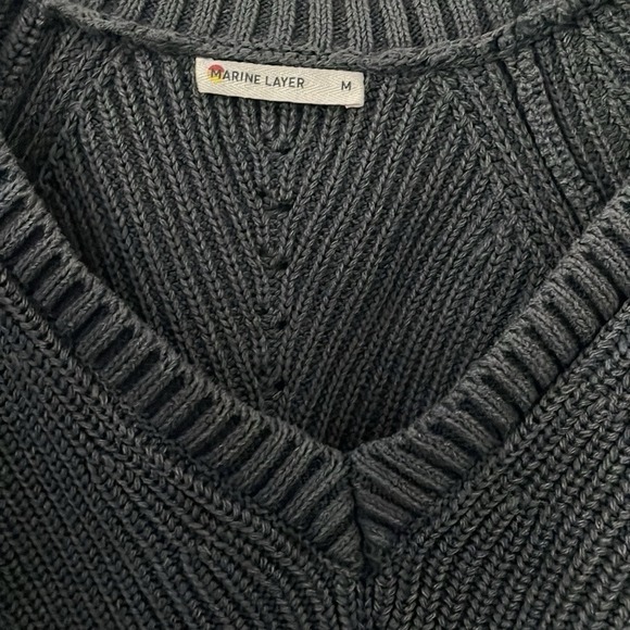 Marine Layer Women's Anthracite Ezra V-Neck Knit Sweater Size M - Picture 4 of 7